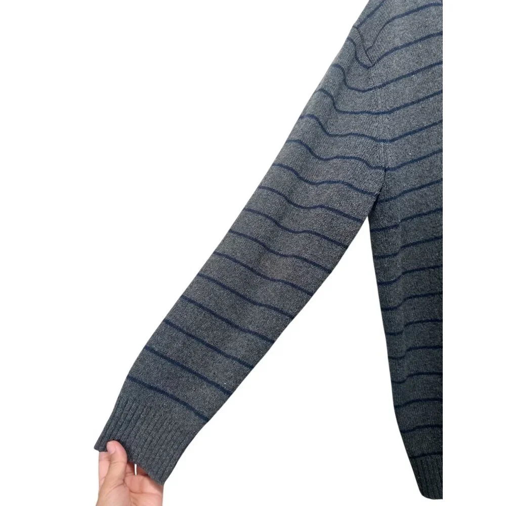 Old Navy Wool Button Down Cardigan Men XXL Tall Gray Shawl Neck Striped Nautical